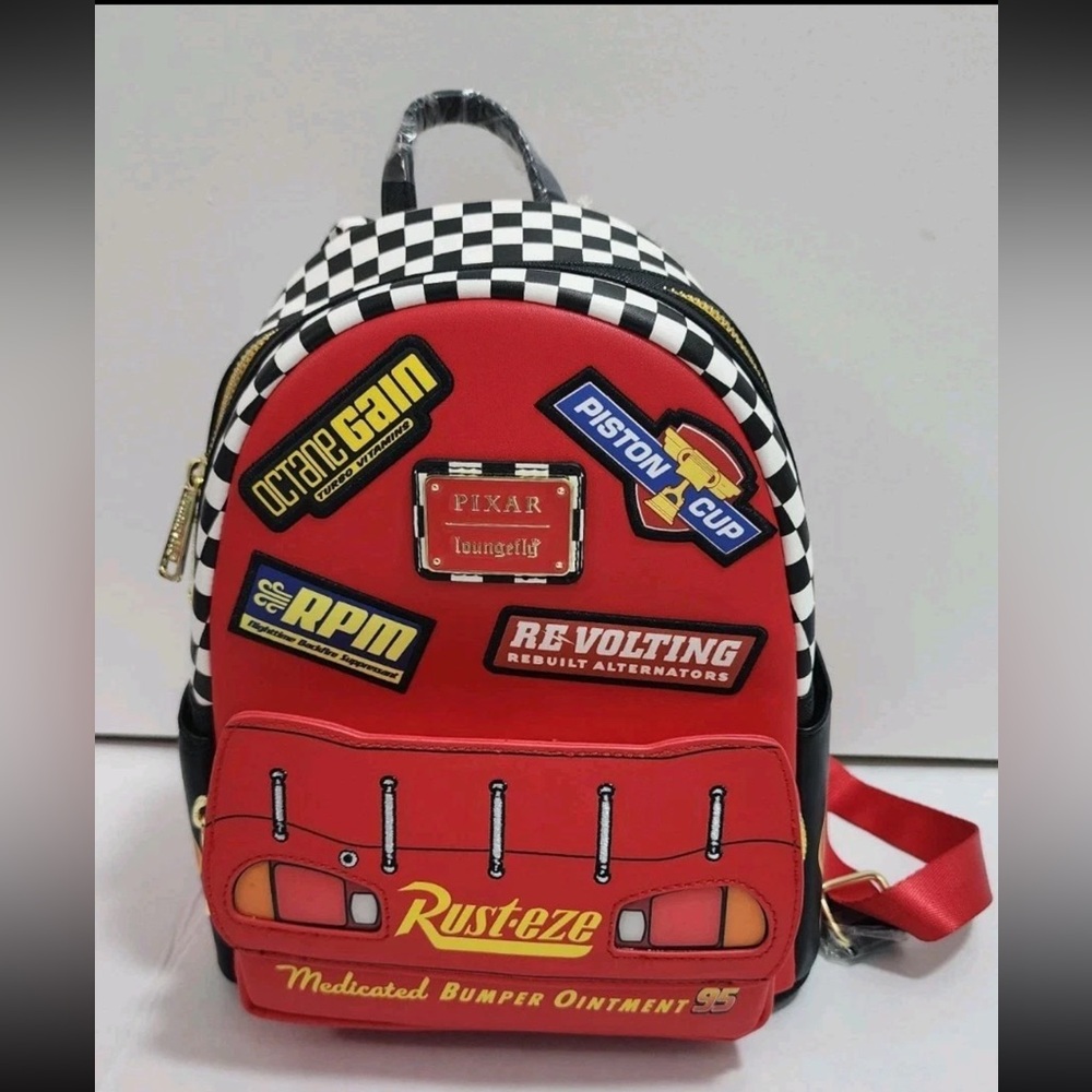 Disney Loungefly Pixar Cars Lightning McQueen Rust-eze Light Up Mini Backpack
